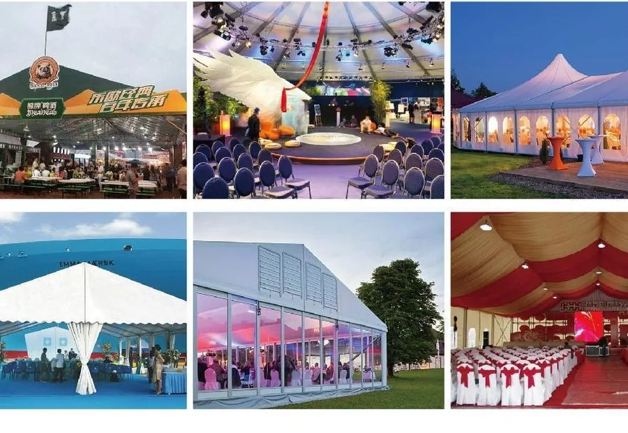 White event tents prepared for an outdoor activity
