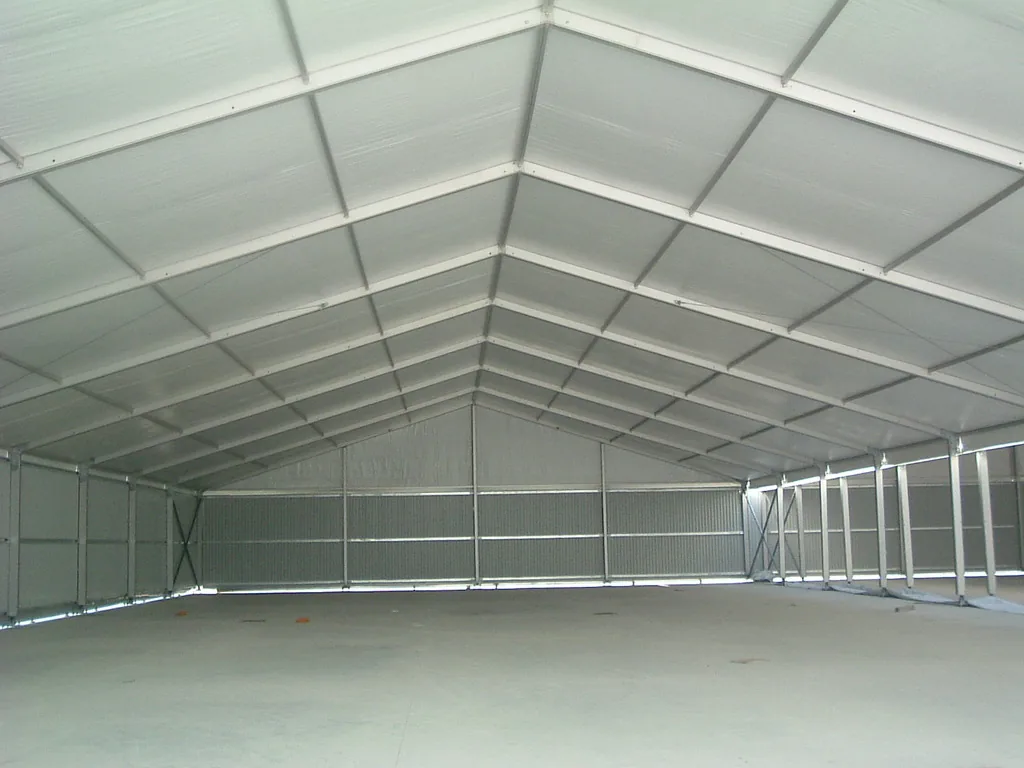 Warehouse tent interior for storage planning