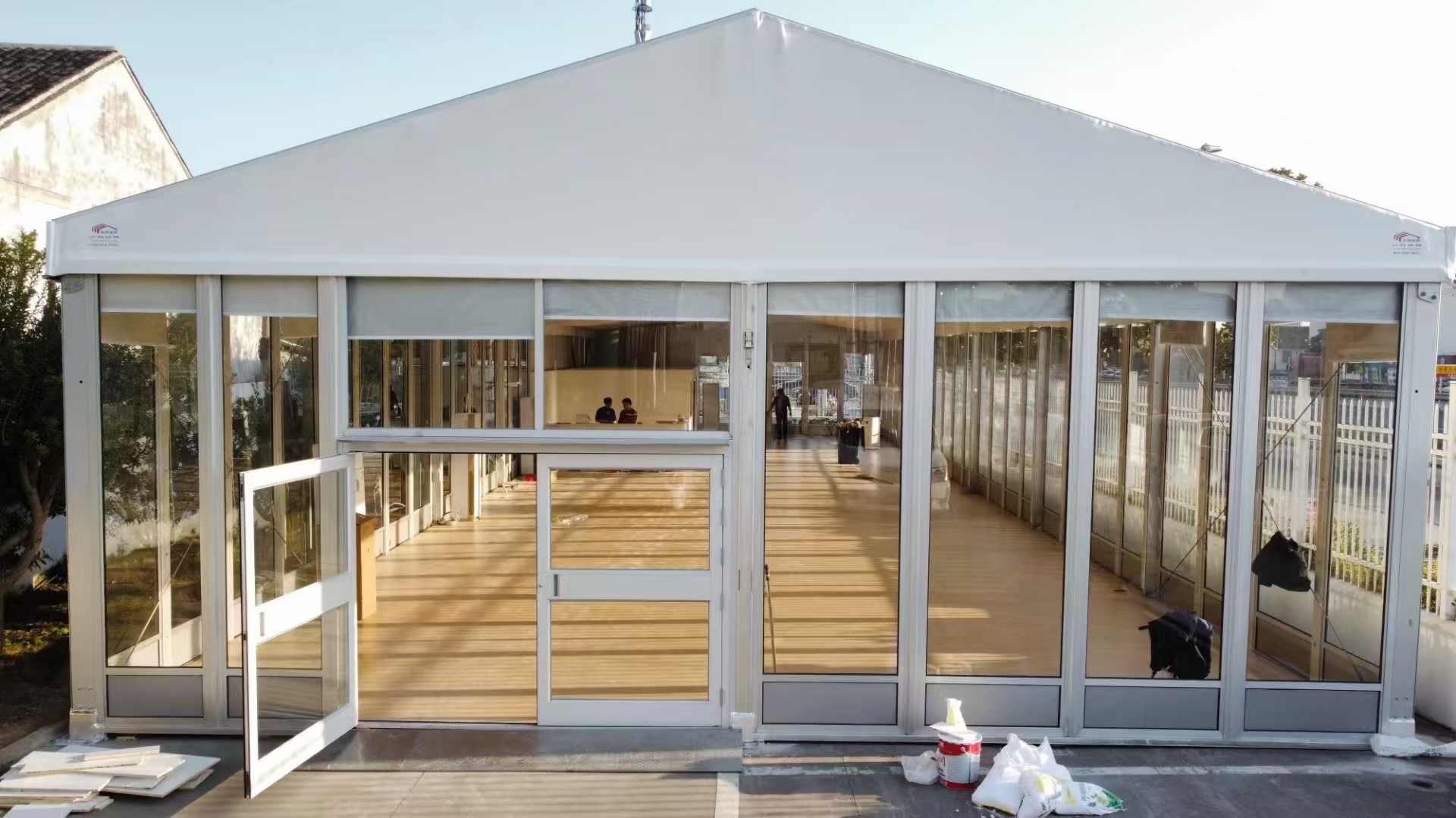 Glass wall tent used for an automotive event